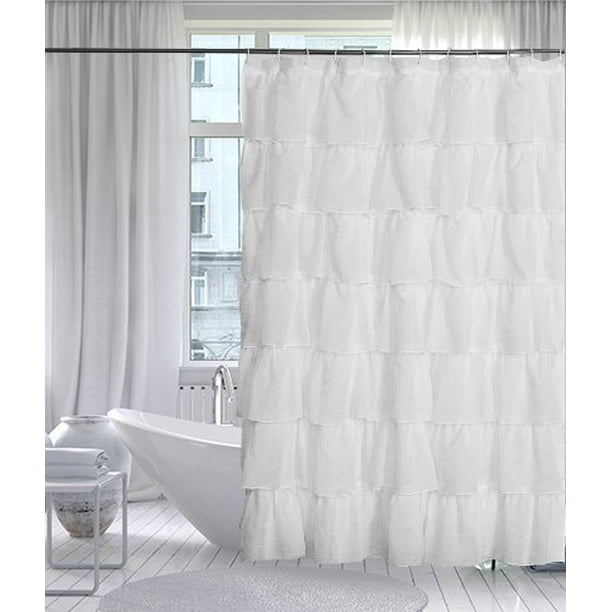 Gee Di Moda Gypsy Ruffled Shower Curtain Cream 70" Width x 72" Length NEW Gee Di Moda Gypsy Ruffled Shower Curtain Cream 70" Width x 72" Length NEW